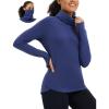 imagebaleaf Womens Thermal Turtleneck Tops Long Sleeve Shirts Ski Base Layer with Integrated Neck Face Mask ThumbholesNavy Blue
