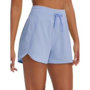 imagebaleaf Womens 3quot Athletic Shorts High Waist Running Workout Shorts with Zipper Pockets Gym Sports Quick Dry UPF 50Light Blue