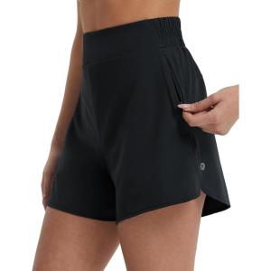 imagebaleaf Womens 3quot Workout Shorts High Waisted Athletic Running Shorts with Liner Sports Lightweight Quick DryBlack