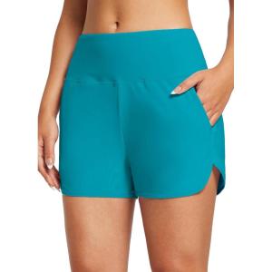 imagebaleaf Womens 3quot5quot7quot9quot High Waisted Swim Board Shorts Quick Dry Swimsuits Bottoms Trunks with PocketsAqua Blue