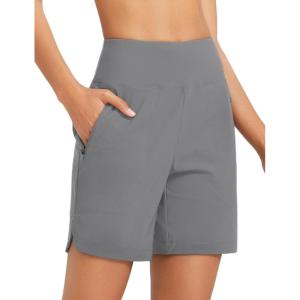 imagebaleaf Womens 3quot5quot7quot9quot High Waisted Swim Board Shorts Quick Dry Swimsuits Bottoms Trunks with PocketsDark Gray