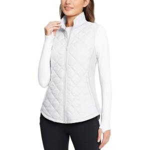 imagebaleaf Womens Puffer Vest Lightweight Winter Warm Stand Collar Quilted Vests Water Resistant Zip PocketsStar White