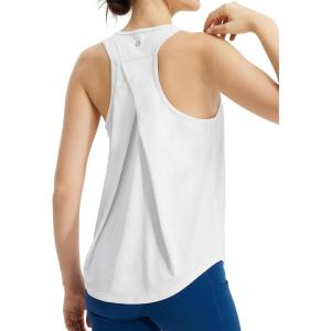 imagebaleaf Womens Workout Tops Racerback Sleeveless Running Athletic Tank Tops Quick Dry Shirts for Sports Gym ExerciseWhite