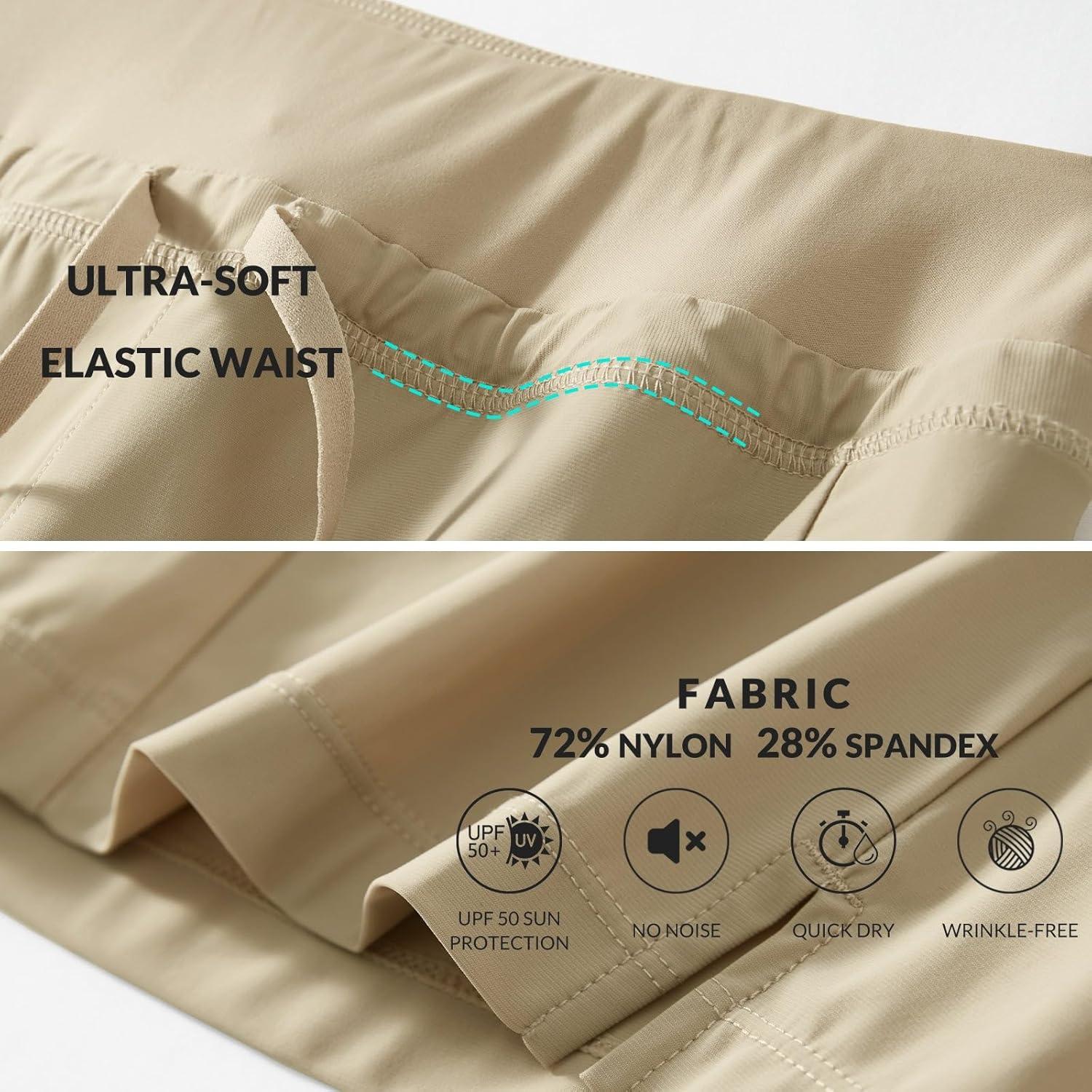 imagebaleaf Womens Hiking Long Shorts 9quot11quot Quick Dry Hiking Bermuda Cargo for Curvy Lightweight Knee Length Shorts Pockets11 Inch Khaki