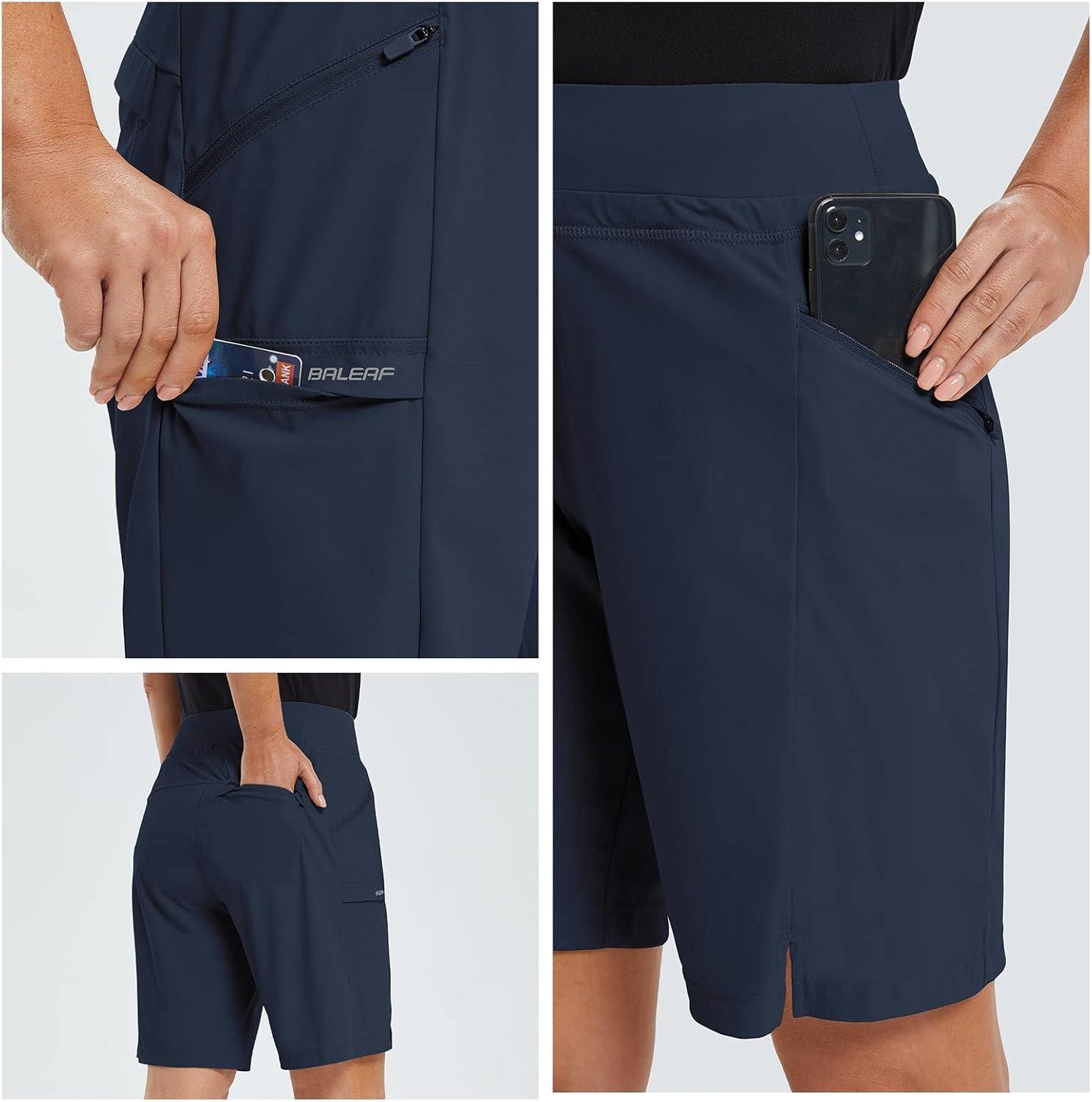 imagebaleaf Womens Hiking Long Shorts 9quot11quot Quick Dry Hiking Bermuda Cargo for Curvy Lightweight Knee Length Shorts Pockets9 Inch 2023blue