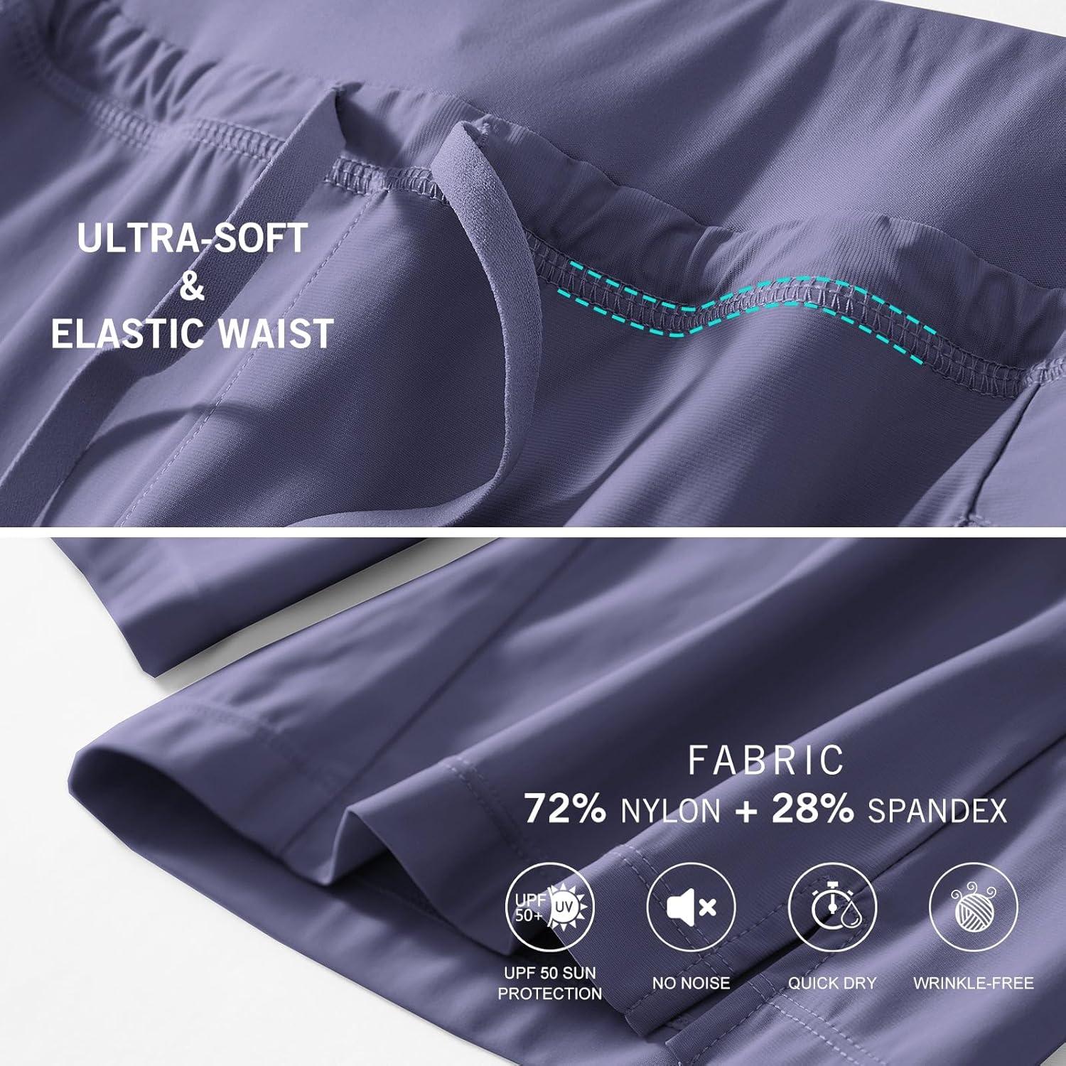 imagebaleaf Womens Hiking Long Shorts 9quot11quot Quick Dry Hiking Bermuda Cargo for Curvy Lightweight Knee Length Shorts Pockets9 Inch Blue