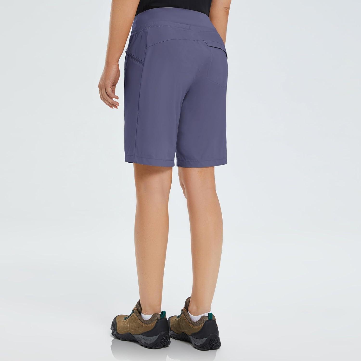 imagebaleaf Womens Hiking Long Shorts 9quot11quot Quick Dry Hiking Bermuda Cargo for Curvy Lightweight Knee Length Shorts Pockets9 Inch Blue