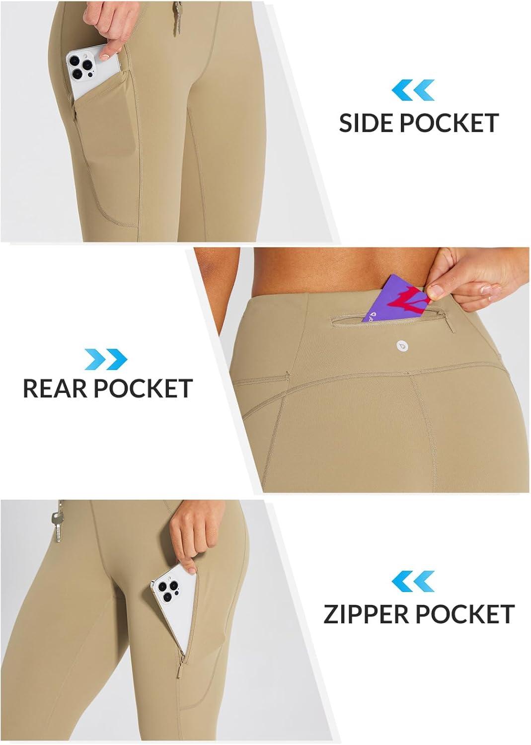 imagebaleaf Womens Hiking Long Shorts Knee Length Biker Shorts High Waist Leggings Pockets Hiking Athletic Outdoor Travel Workout