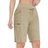 imagebaleaf Womens Hiking Long Shorts 9quot11quot Quick Dry Hiking Bermuda Cargo for Curvy Lightweight Knee Length Shorts Pockets11 Inch Khaki