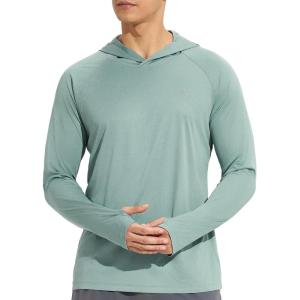 imagebaleaf Mens Sun Protection Hoodie Shirt UPF 50 Long Sleeve UV SPF TShirts Rash Guard Fishing Swimming LightweightStyle 2green Heather