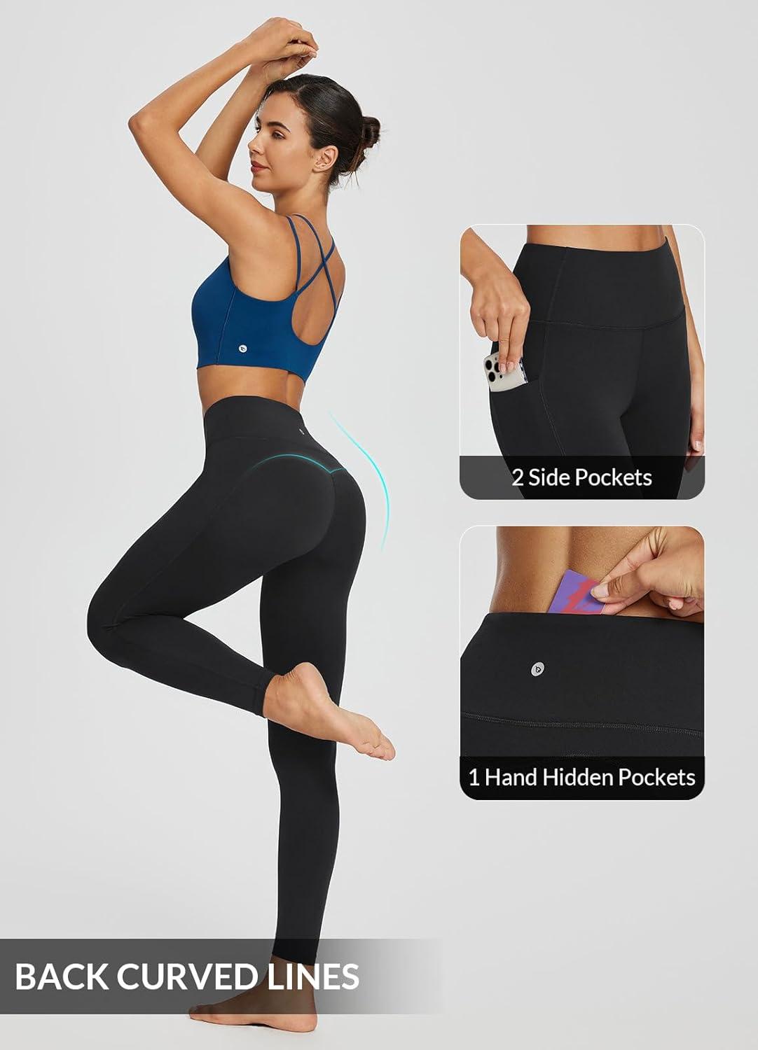 imagebaleaf 78 Workout Leggings with Pockets for Women High Waisted Tummy Control Plus Size Yoga Pants for Running Gym AthleticBlack