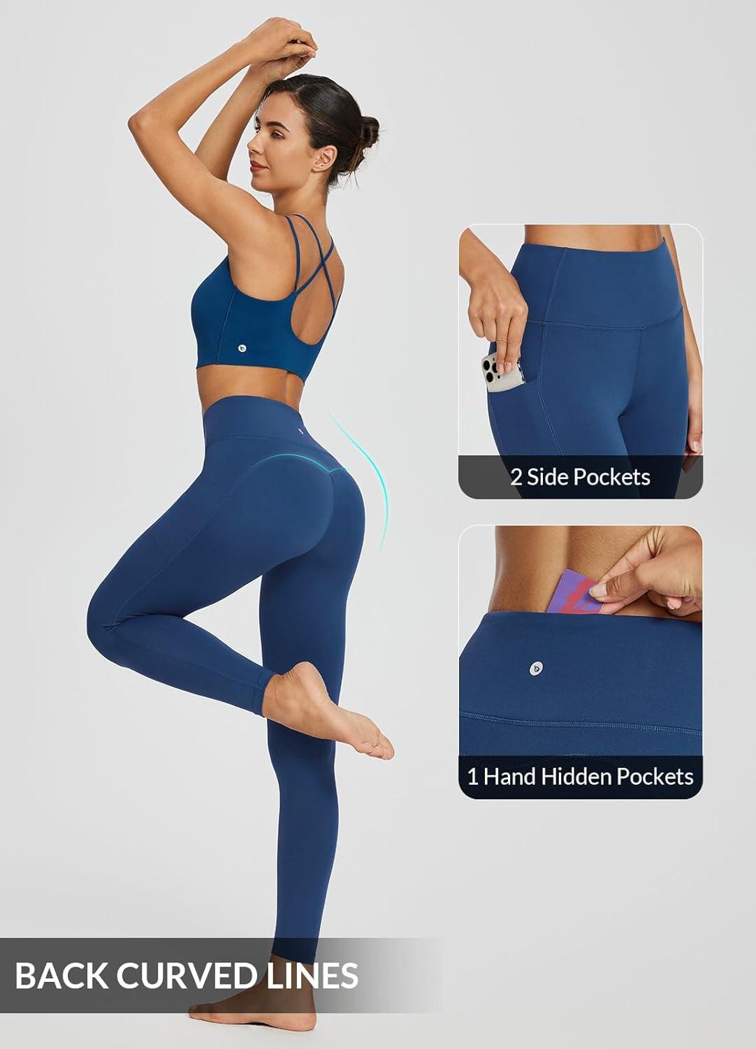 imagebaleaf 78 Workout Leggings with Pockets for Women High Waisted Tummy Control Plus Size Yoga Pants for Running Gym AthleticGibraltar Sea