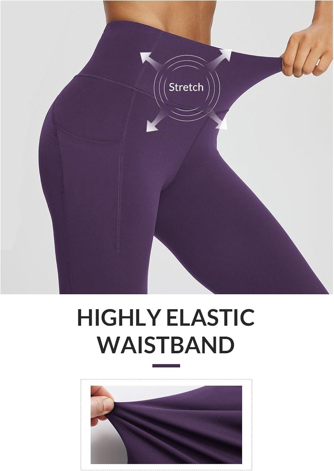 imagebaleaf 78 Workout Leggings with Pockets for Women High Waisted Tummy Control Plus Size Yoga Pants for Running Gym AthleticShadow Purple