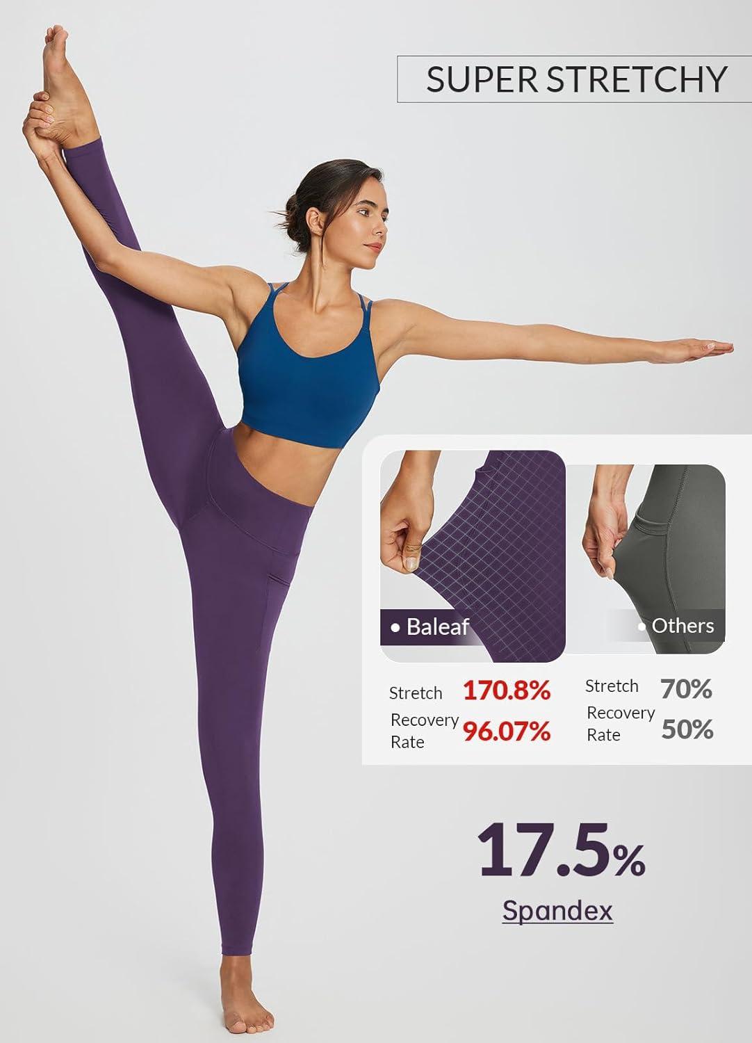 imagebaleaf 78 Workout Leggings with Pockets for Women High Waisted Tummy Control Plus Size Yoga Pants for Running Gym AthleticShadow Purple