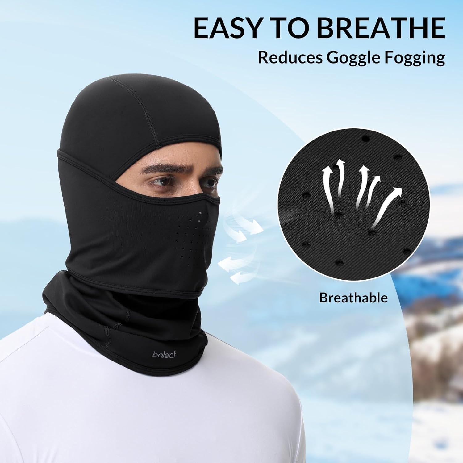 imagebaleaf Balaclava Ski Mask Winter Water Resistant Face Mask for Men Women Cold Weather Gear Skiing Snowboarding Neck GaiterBlack