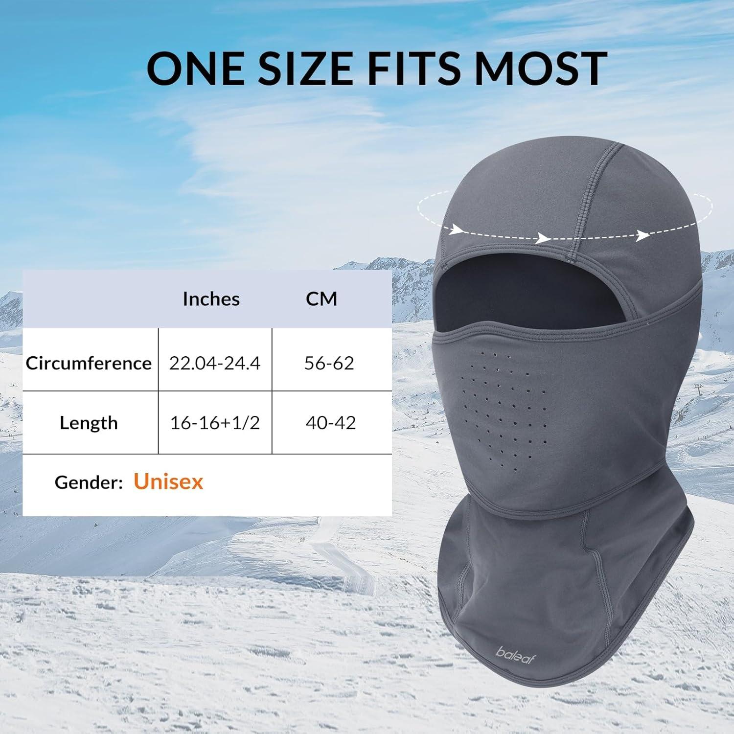 imagebaleaf Balaclava Ski Mask Winter Water Resistant Face Mask for Men Women Cold Weather Gear Skiing Snowboarding Neck GaiterGrey