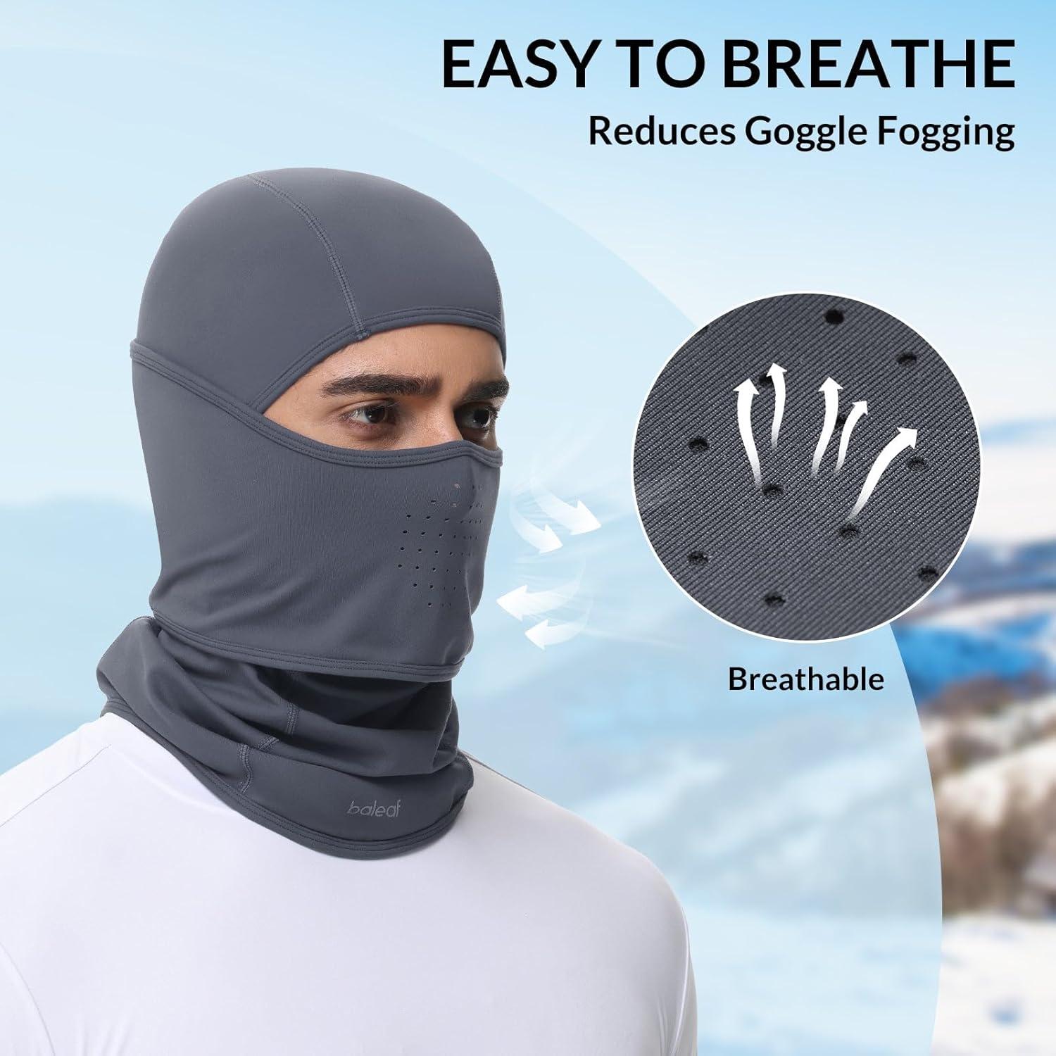 imagebaleaf Balaclava Ski Mask Winter Water Resistant Face Mask for Men Women Cold Weather Gear Skiing Snowboarding Neck GaiterGrey