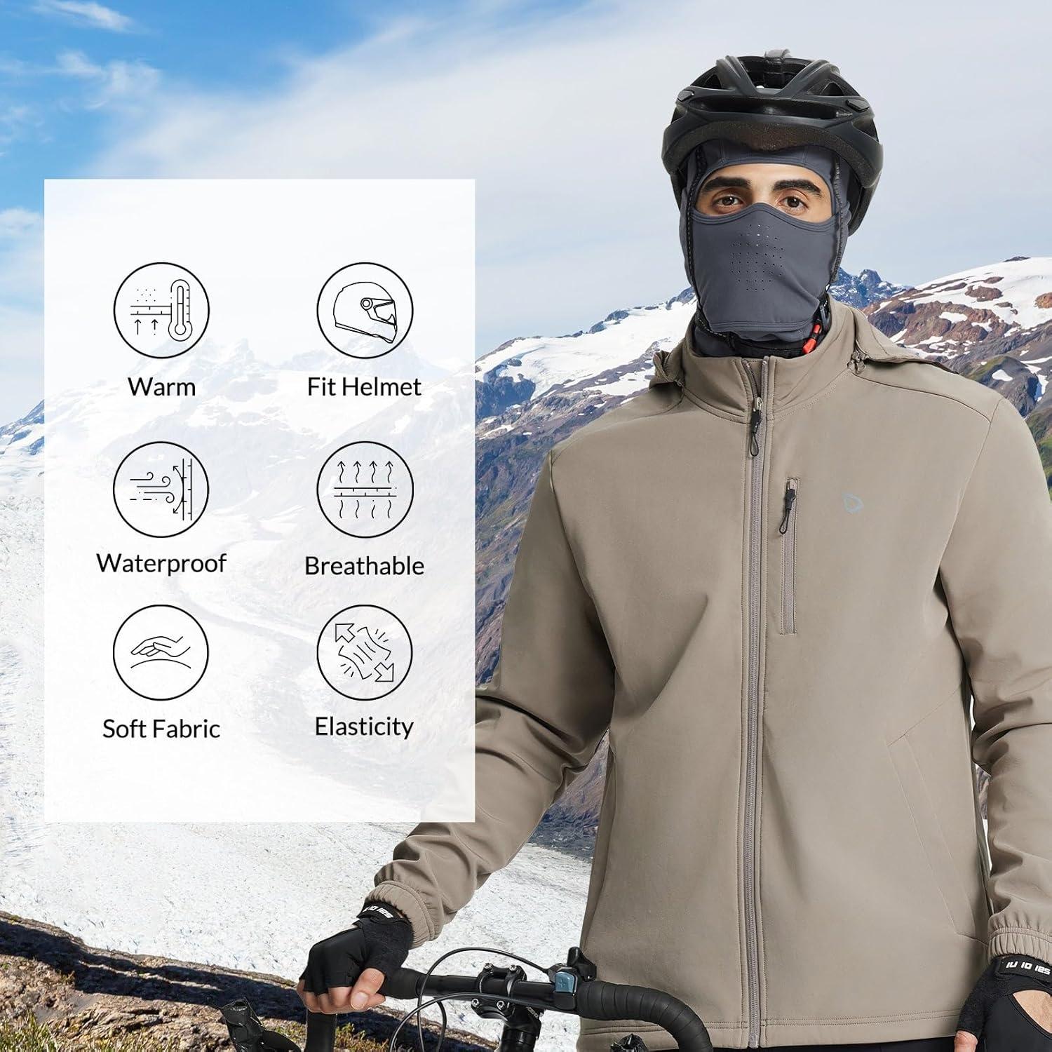 imagebaleaf Balaclava Ski Mask Winter Water Resistant Face Mask for Men Women Cold Weather Gear Skiing Snowboarding Neck GaiterGrey