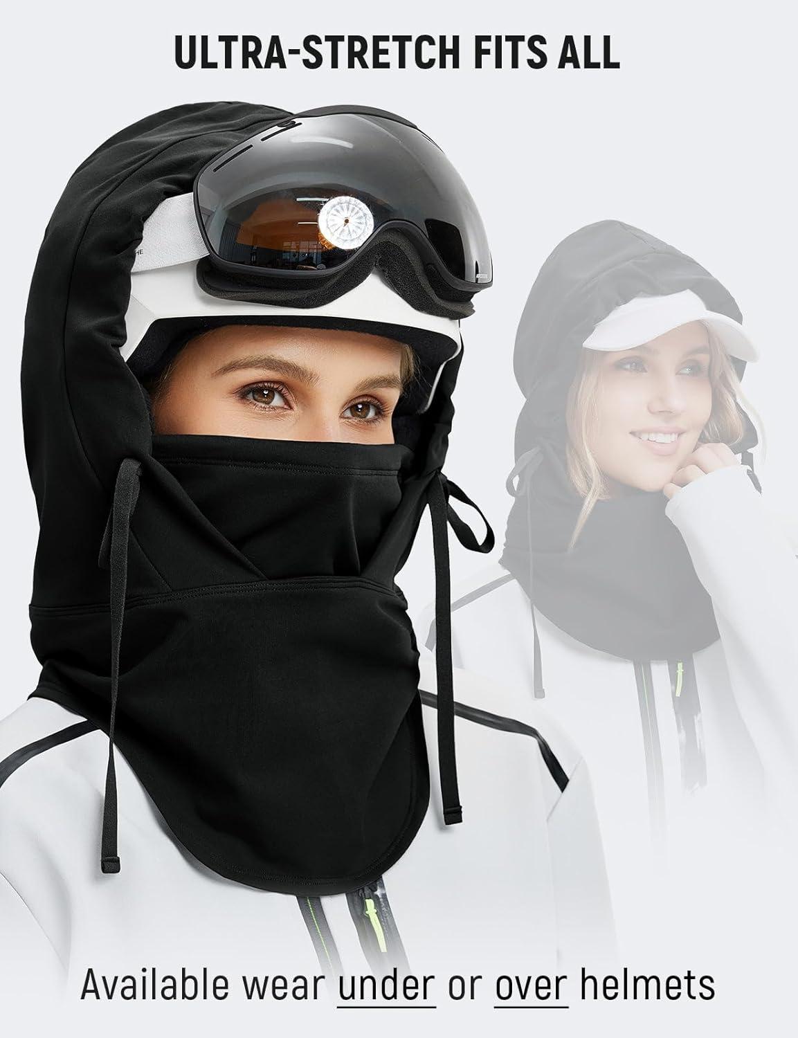 imagebaleaf Balaclava Ski Mask Winter Water Resistant Face Mask for Women Men Cold Weather Gear Skiing Snowboarding Neck GaiterBlack