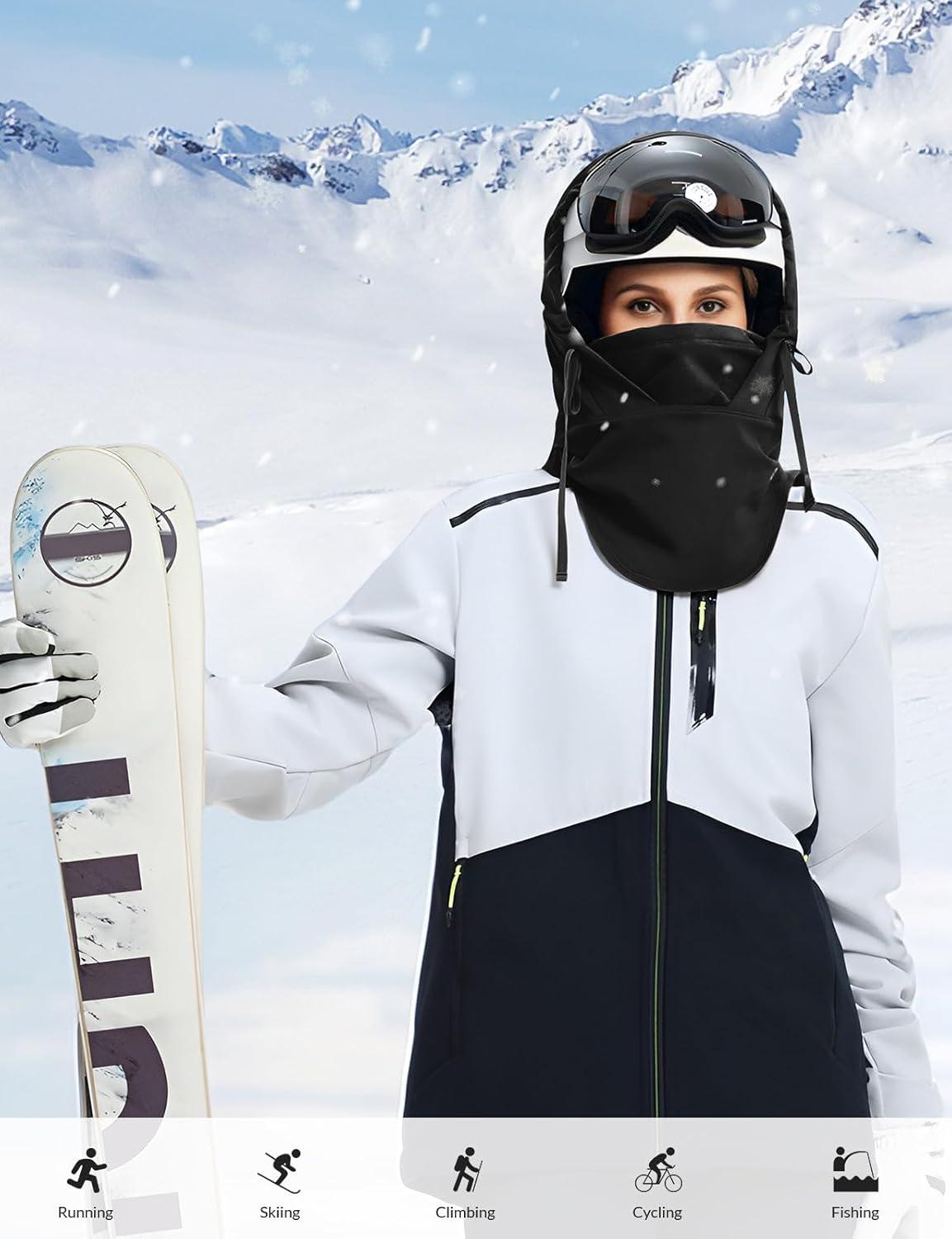 imagebaleaf Balaclava Ski Mask Winter Water Resistant Face Mask for Women Men Cold Weather Gear Skiing Snowboarding Neck GaiterBlack