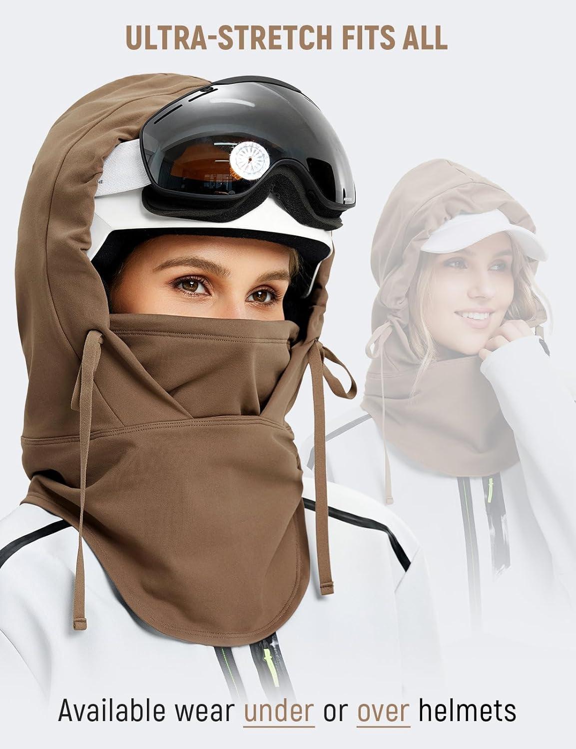 imagebaleaf Balaclava Ski Mask Winter Water Resistant Face Mask for Women Men Cold Weather Gear Skiing Snowboarding Neck GaiterBrown