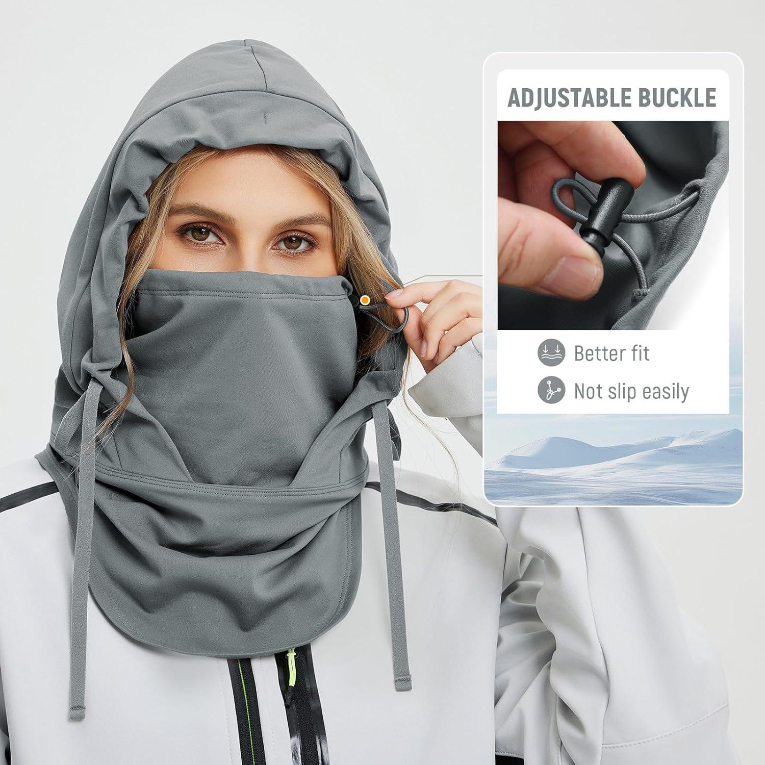 imagebaleaf Balaclava Ski Mask Winter Water Resistant Face Mask for Women Men Cold Weather Gear Skiing Snowboarding Neck GaiterGrey