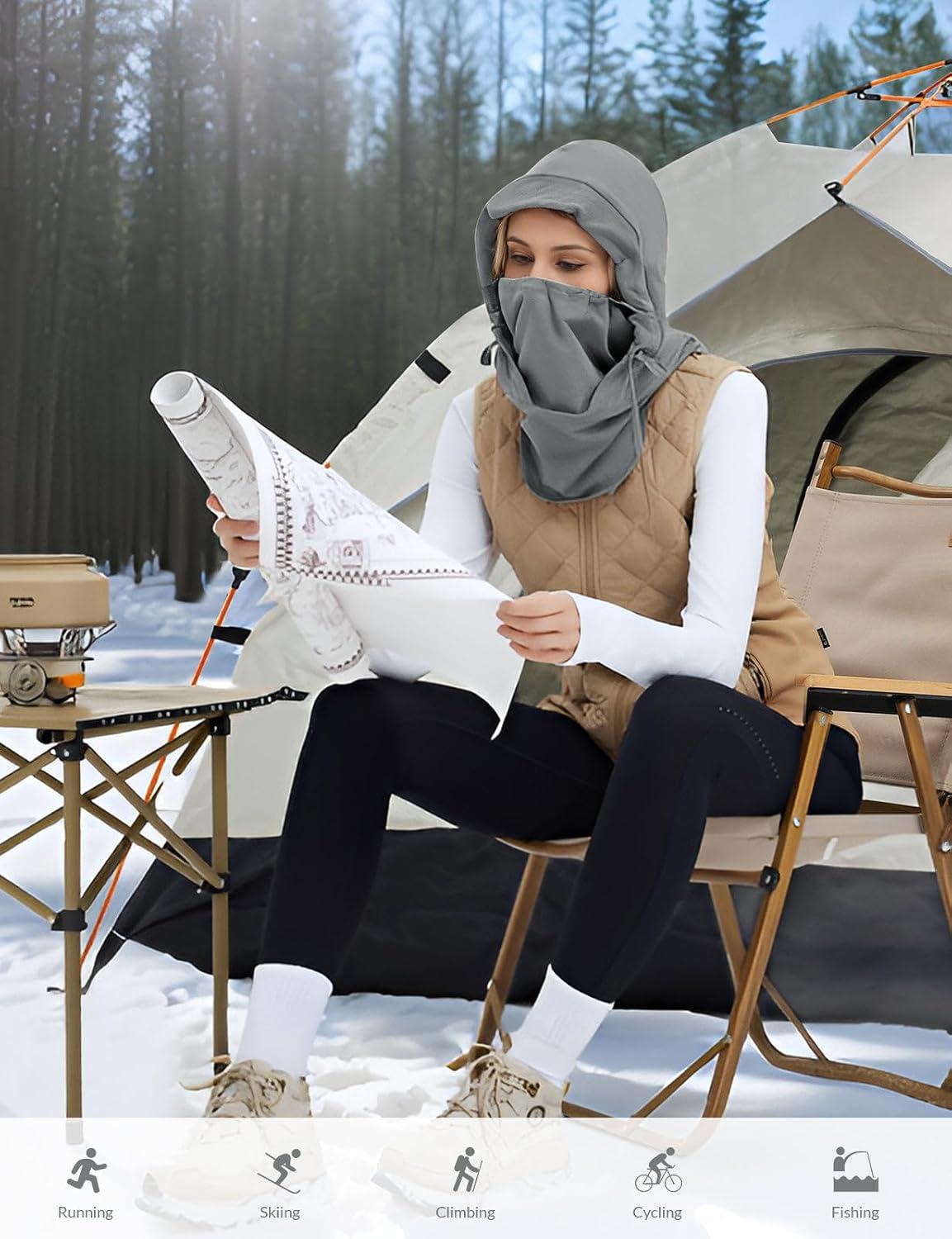 imagebaleaf Balaclava Ski Mask Winter Water Resistant Face Mask for Women Men Cold Weather Gear Skiing Snowboarding Neck GaiterGrey