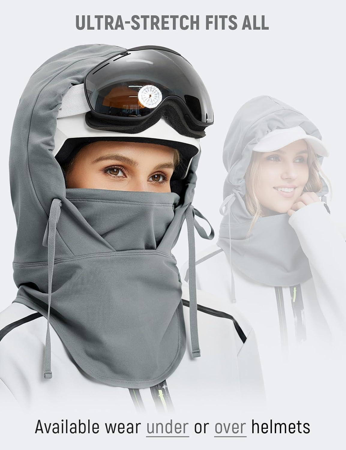 imagebaleaf Balaclava Ski Mask Winter Water Resistant Face Mask for Women Men Cold Weather Gear Skiing Snowboarding Neck GaiterGrey