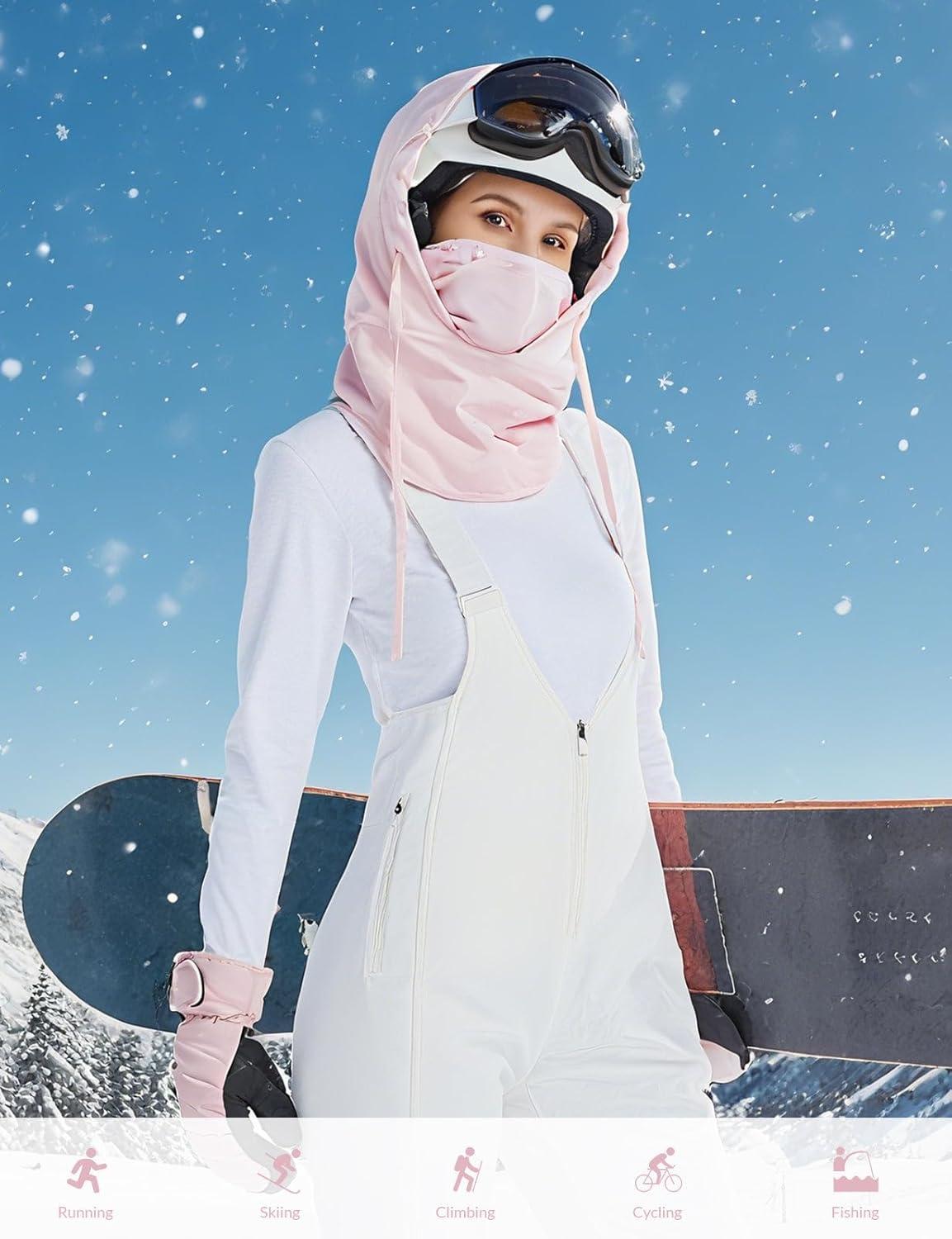 imagebaleaf Balaclava Ski Mask Winter Water Resistant Face Mask for Women Men Cold Weather Gear Skiing Snowboarding Neck GaiterPink