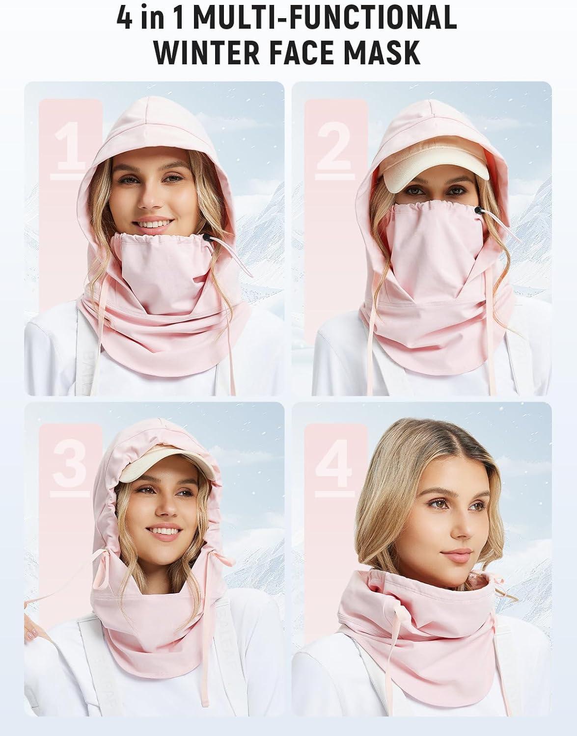 imagebaleaf Balaclava Ski Mask Winter Water Resistant Face Mask for Women Men Cold Weather Gear Skiing Snowboarding Neck GaiterPink