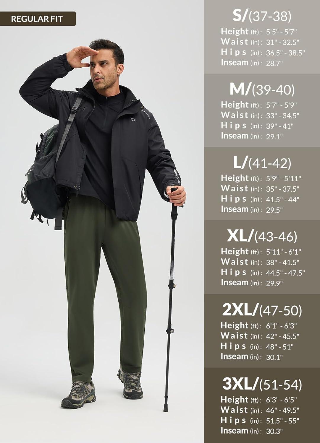 imagebaleaf Mens Fleece Lined Running Pants Winter Thermal Track Pants Zipper Pocket Water Resistant Athletic Workout HikingArmy Green No Water Resistant