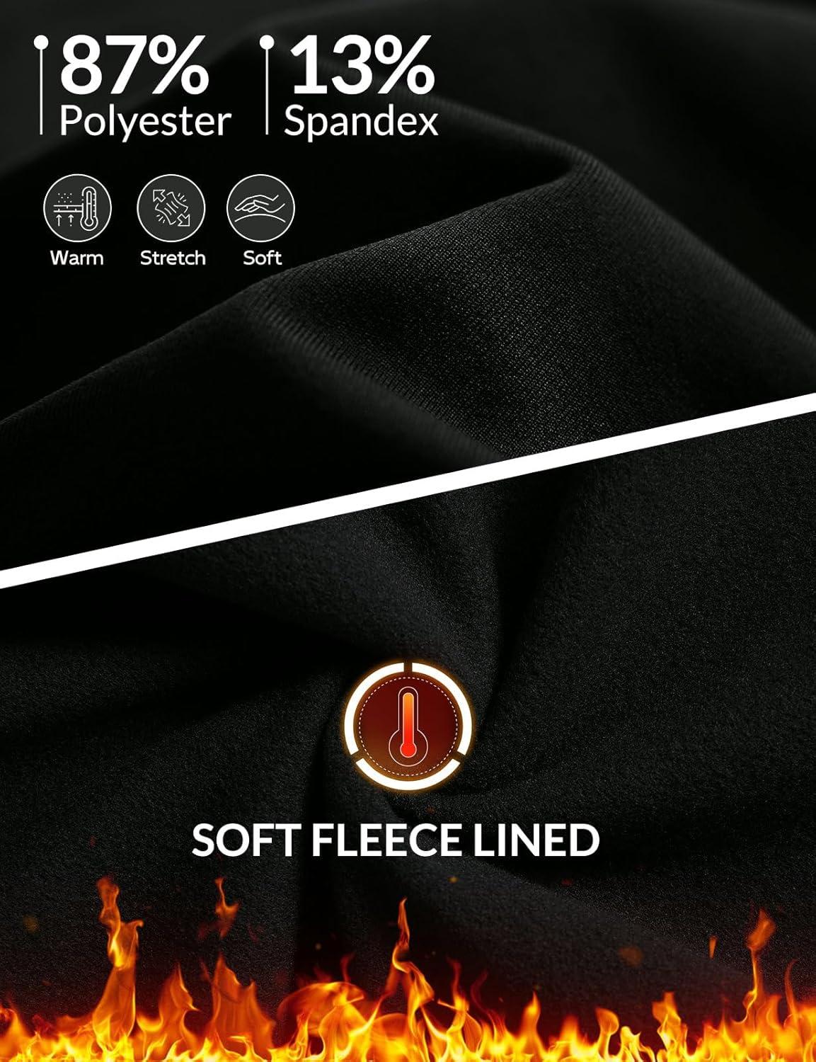 imagebaleaf Mens Fleece Lined Running Pants Winter Thermal Track Pants Zipper Pocket Water Resistant Athletic Workout HikingBlack Water Resistant