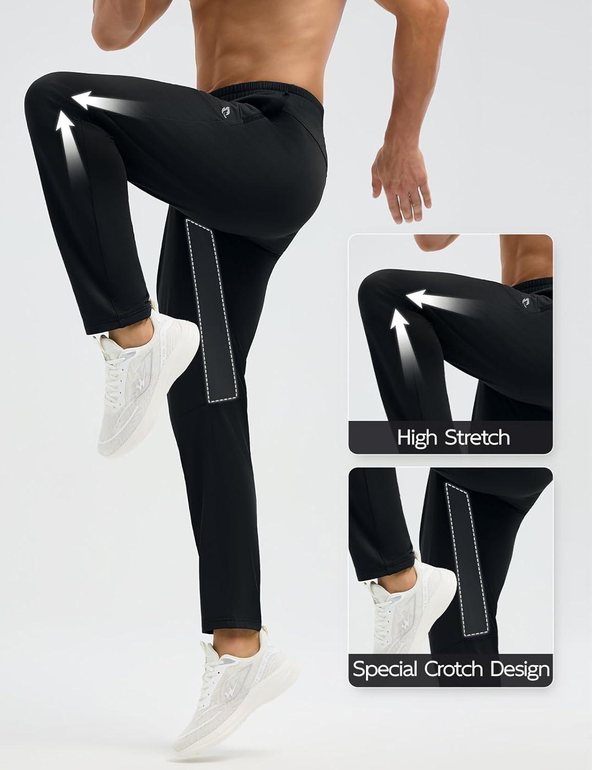 imagebaleaf Mens Fleece Lined Running Pants Winter Thermal Track Pants Zipper Pocket Water Resistant Athletic Workout HikingBlack Water Resistant