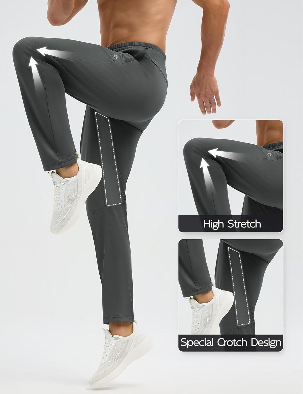 imagebaleaf Mens Fleece Lined Running Pants Winter Thermal Track Pants Zipper Pocket Water Resistant Athletic Workout HikingDark Gray Water Resistant