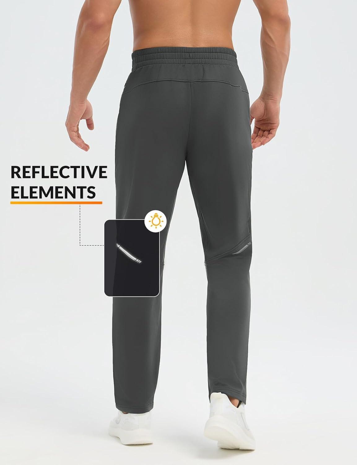 imagebaleaf Mens Fleece Lined Running Pants Winter Thermal Track Pants Zipper Pocket Water Resistant Athletic Workout HikingDark Gray Water Resistant