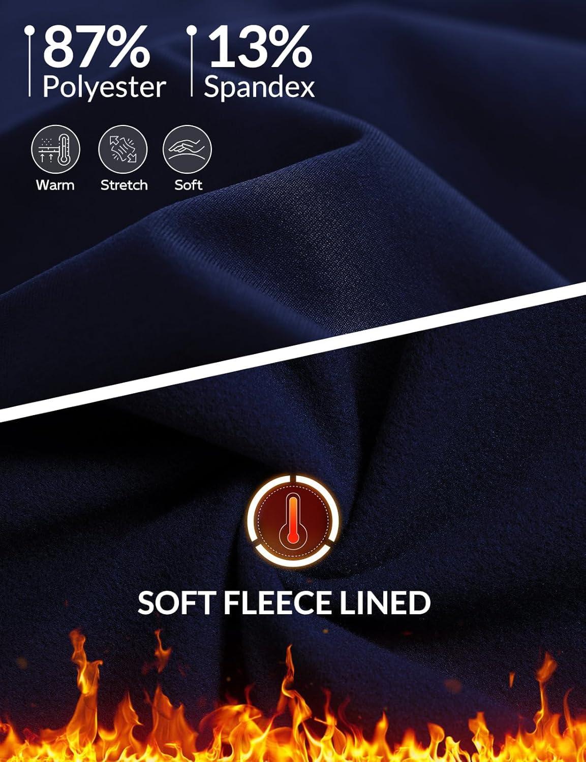 imagebaleaf Mens Fleece Lined Running Pants Winter Thermal Track Pants Zipper Pocket Water Resistant Athletic Workout HikingNavy Blue Water Resistant