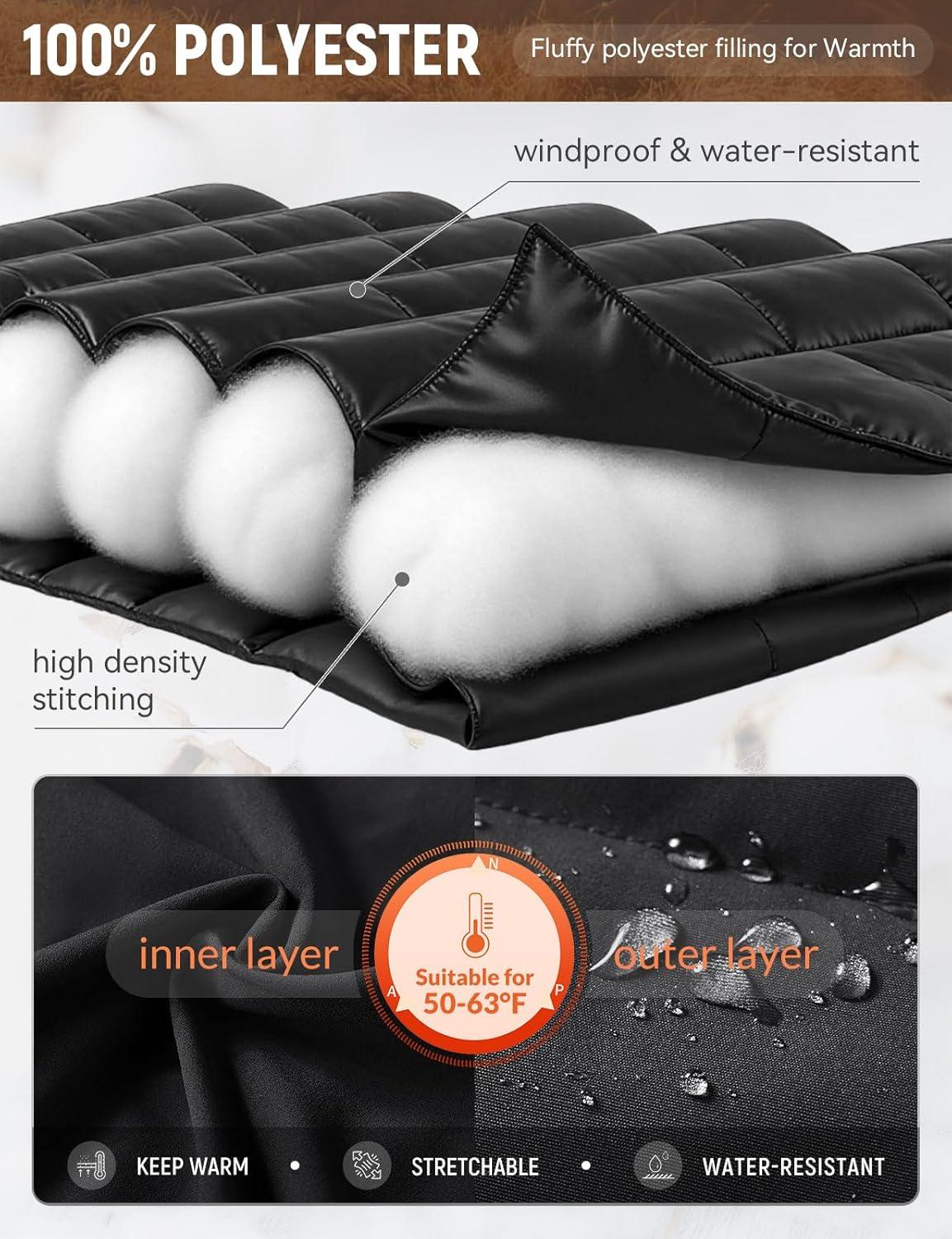 imagebaleaf Mens Puffer Vest Lightweight Warm Outerwear Zip Up Fleece Winter Sleeveless Pockets Jacket Hiking Golf RunningBlack