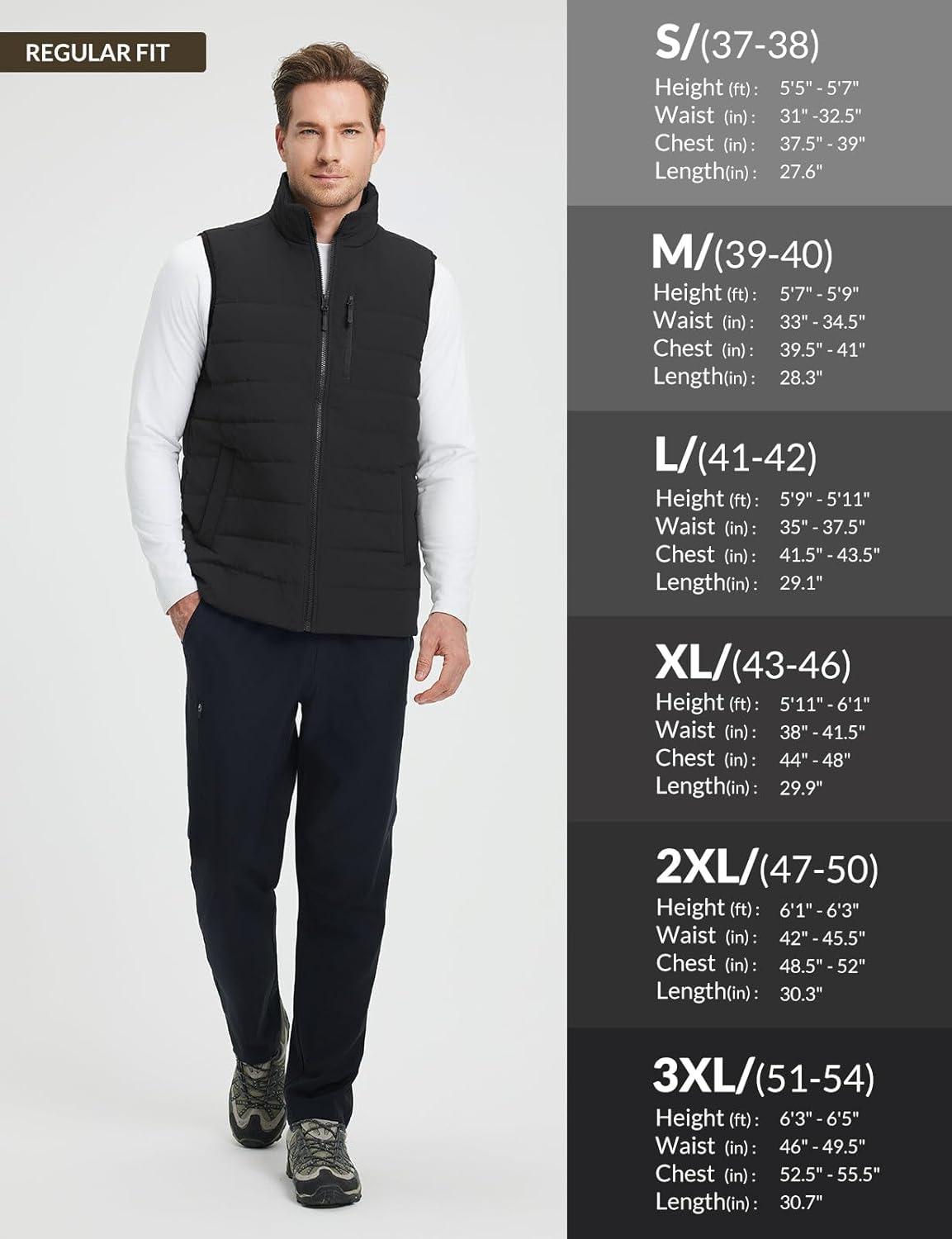 imagebaleaf Mens Puffer Vest Lightweight Warm Outerwear Zip Up Fleece Winter Sleeveless Pockets Jacket Hiking Golf RunningBlack