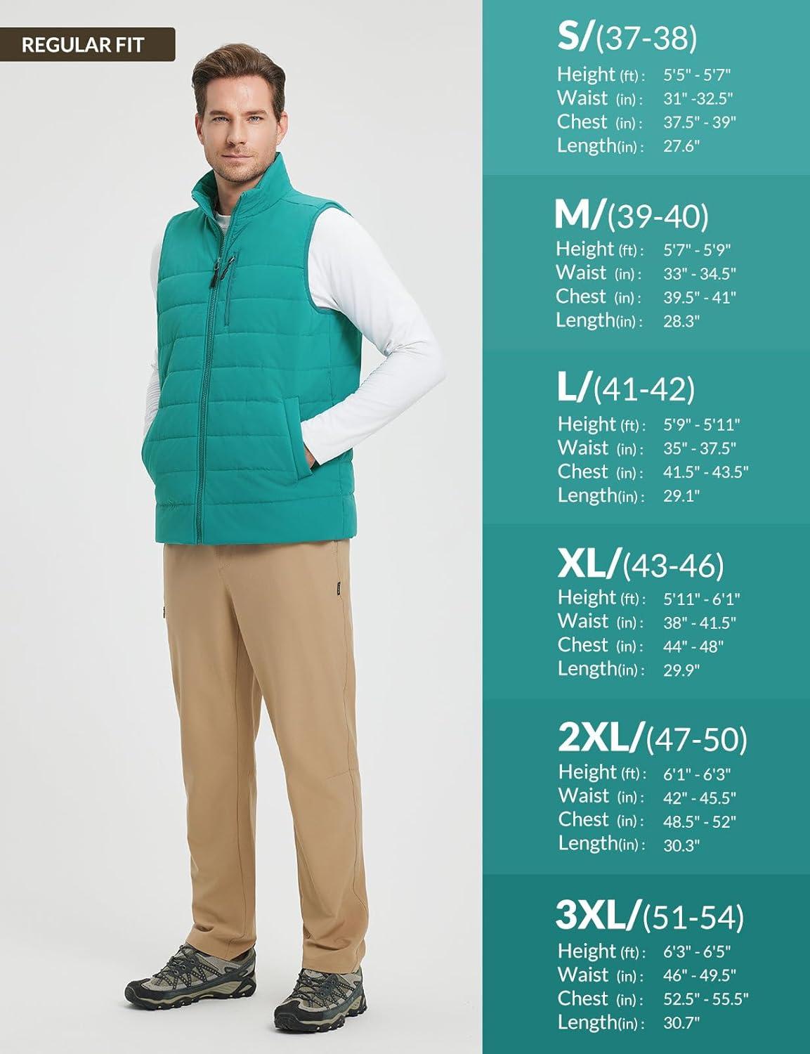 imagebaleaf Mens Puffer Vest Lightweight Warm Outerwear Zip Up Fleece Winter Sleeveless Pockets Jacket Hiking Golf RunningGreen