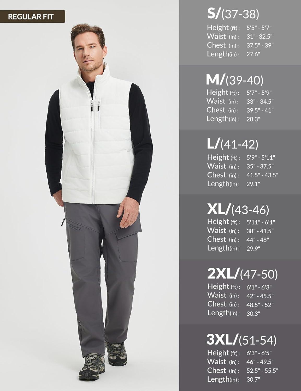 imagebaleaf Mens Puffer Vest Lightweight Warm Outerwear Zip Up Fleece Winter Sleeveless Pockets Jacket Hiking Golf RunningWhite