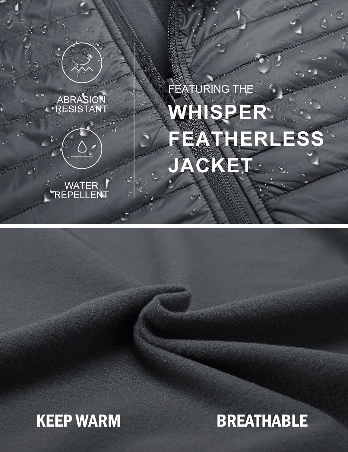 imagebaleaf Mens Running Jacket Lightweight Warm Up Puffer Jacket Hybrid Thermal Hiking Golf Insulated Coat Thumble HoleDark Grey