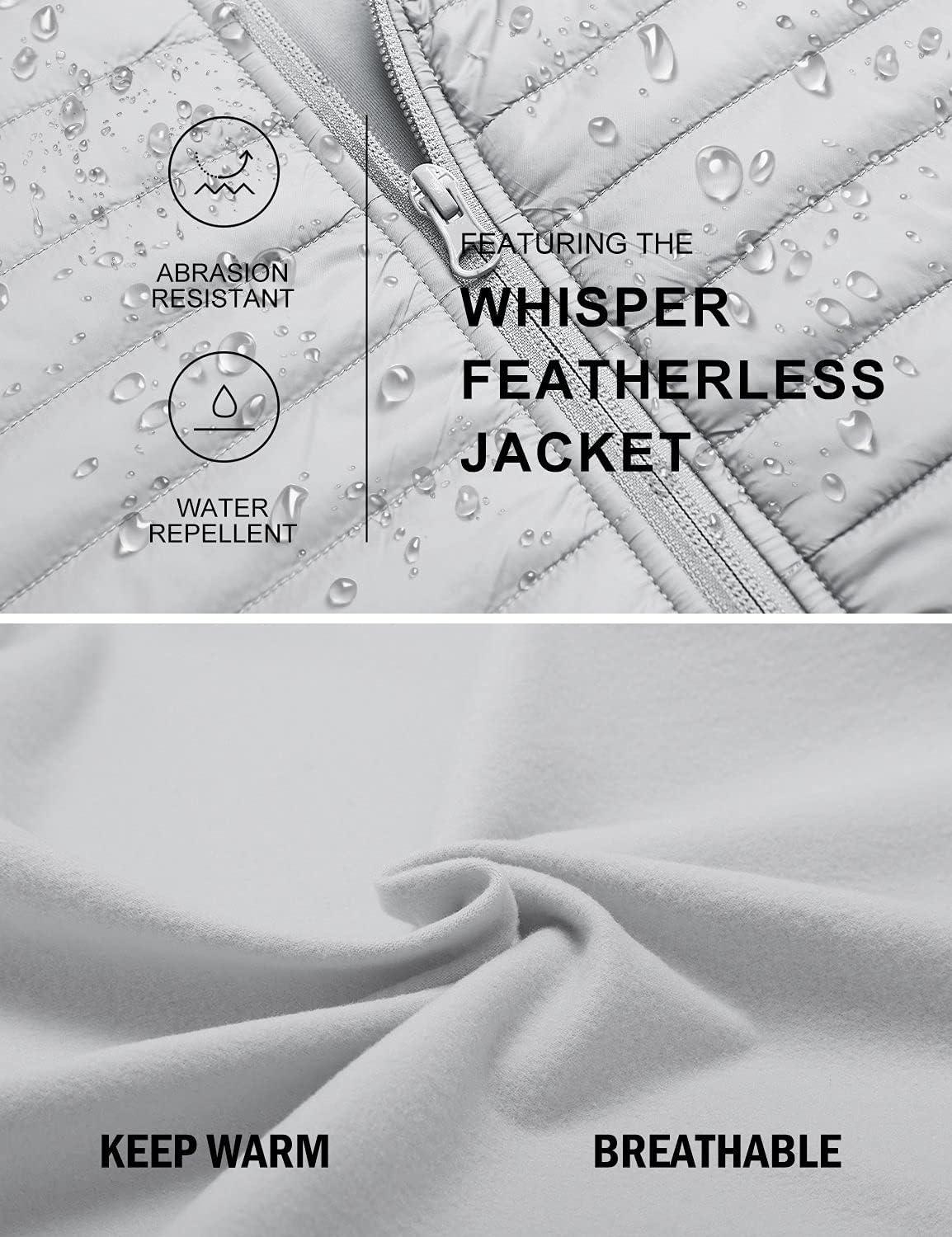 imagebaleaf Mens Running Jacket Lightweight Warm Up Puffer Jacket Hybrid Thermal Hiking Golf Insulated Coat Thumble HoleGlacier Gray