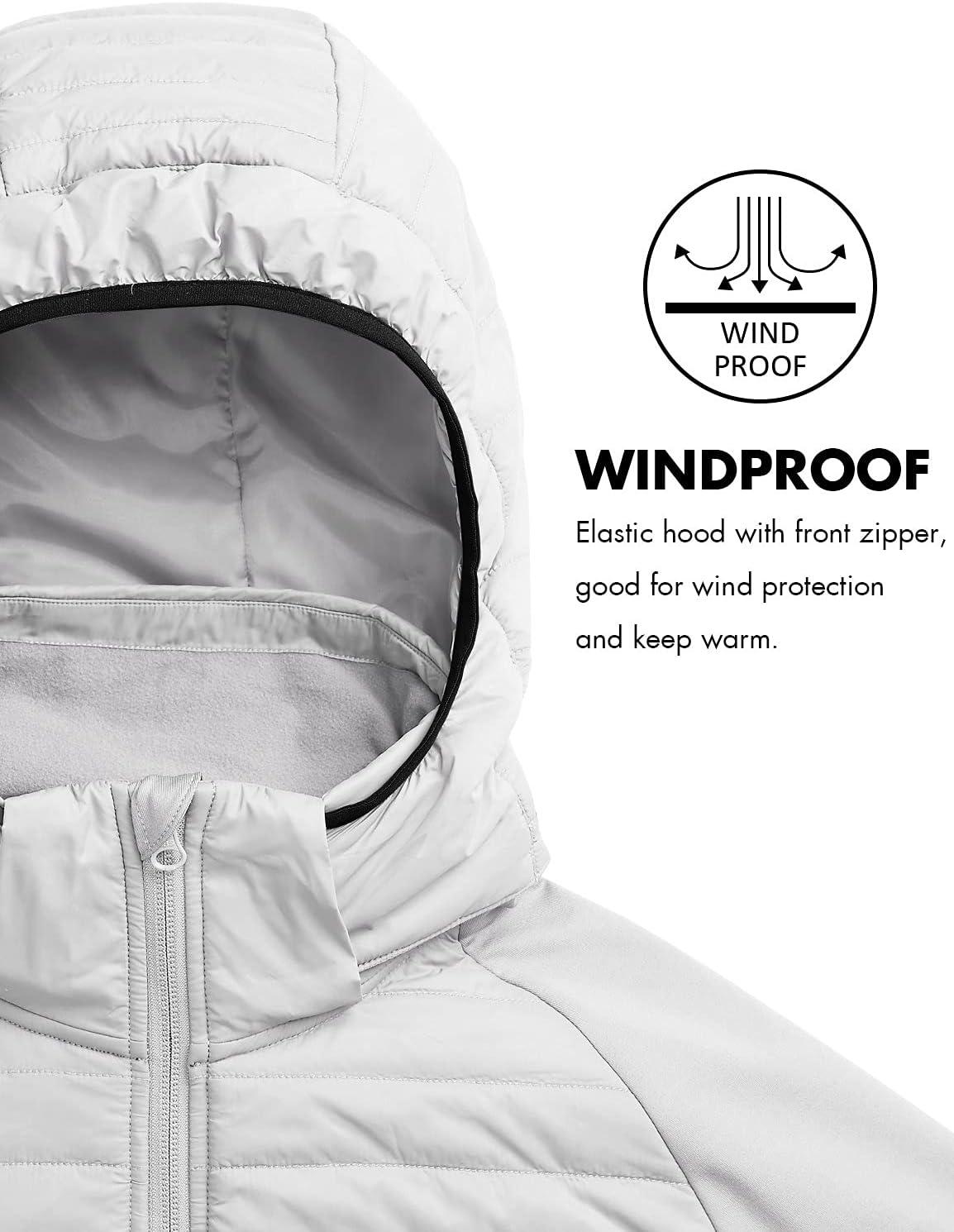 imagebaleaf Mens Running Jacket Lightweight Warm Up Puffer Jacket Hybrid Thermal Hiking Golf Insulated Coat Thumble HoleGlacier Gray