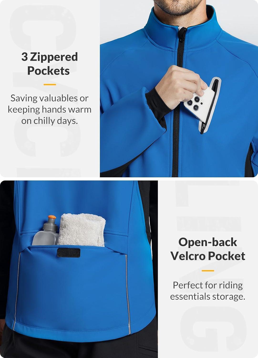 imagebaleaf Mens Winter Cycling Jackets Water Resistant Thermal Running Softshell Jacket Warm Cold Weather Pockets06nautical Blue