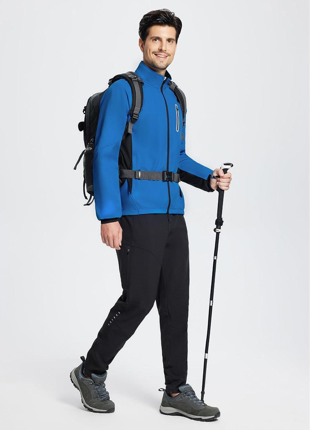 imagebaleaf Mens Winter Cycling Jackets Water Resistant Thermal Running Softshell Jacket Warm Cold Weather Pockets06nautical Blue