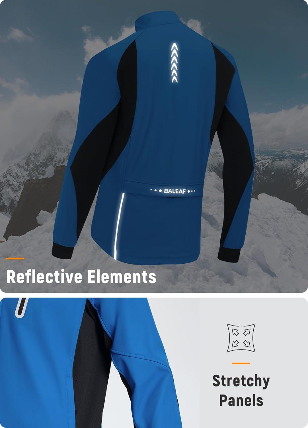 imagebaleaf Mens Winter Cycling Jackets Water Resistant Thermal Running Softshell Jacket Warm Cold Weather Pockets06nautical Blue