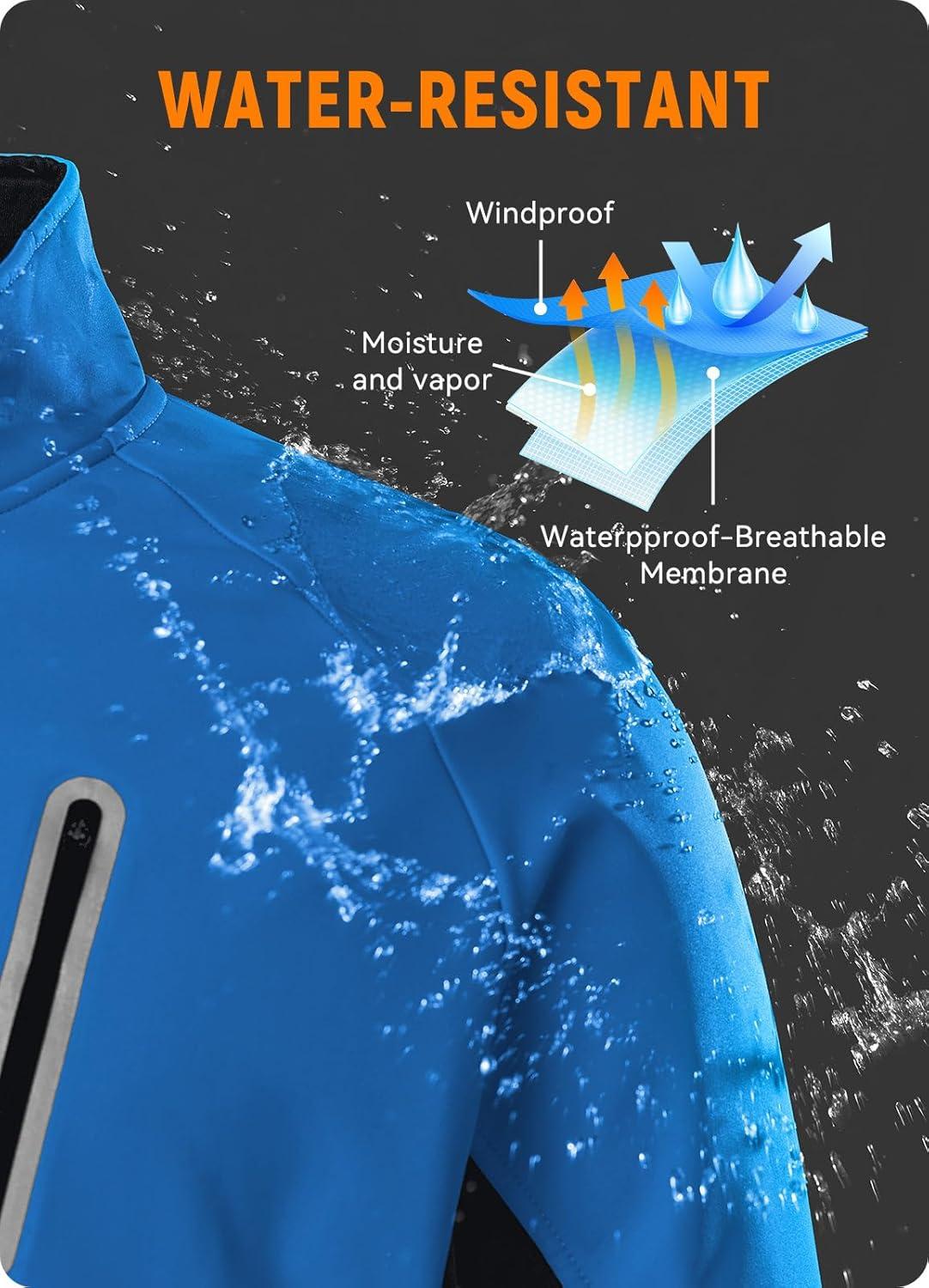 imagebaleaf Mens Winter Cycling Jackets Water Resistant Thermal Running Softshell Jacket Warm Cold Weather Pockets06nautical Blue