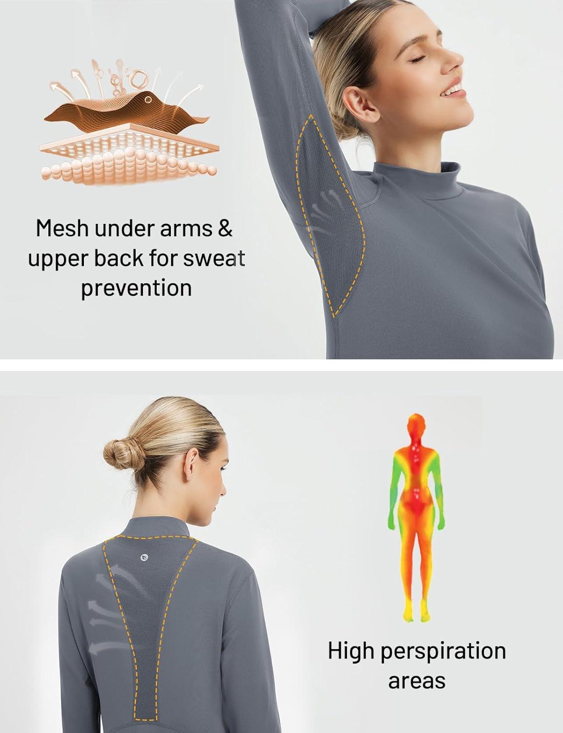 imagebaleaf Thermal Long Sleeve Shirts for Women Turtleneck Tops Fleece Lined Base Layer with Thumb Hole Cold Weather Winter GearDark Gray