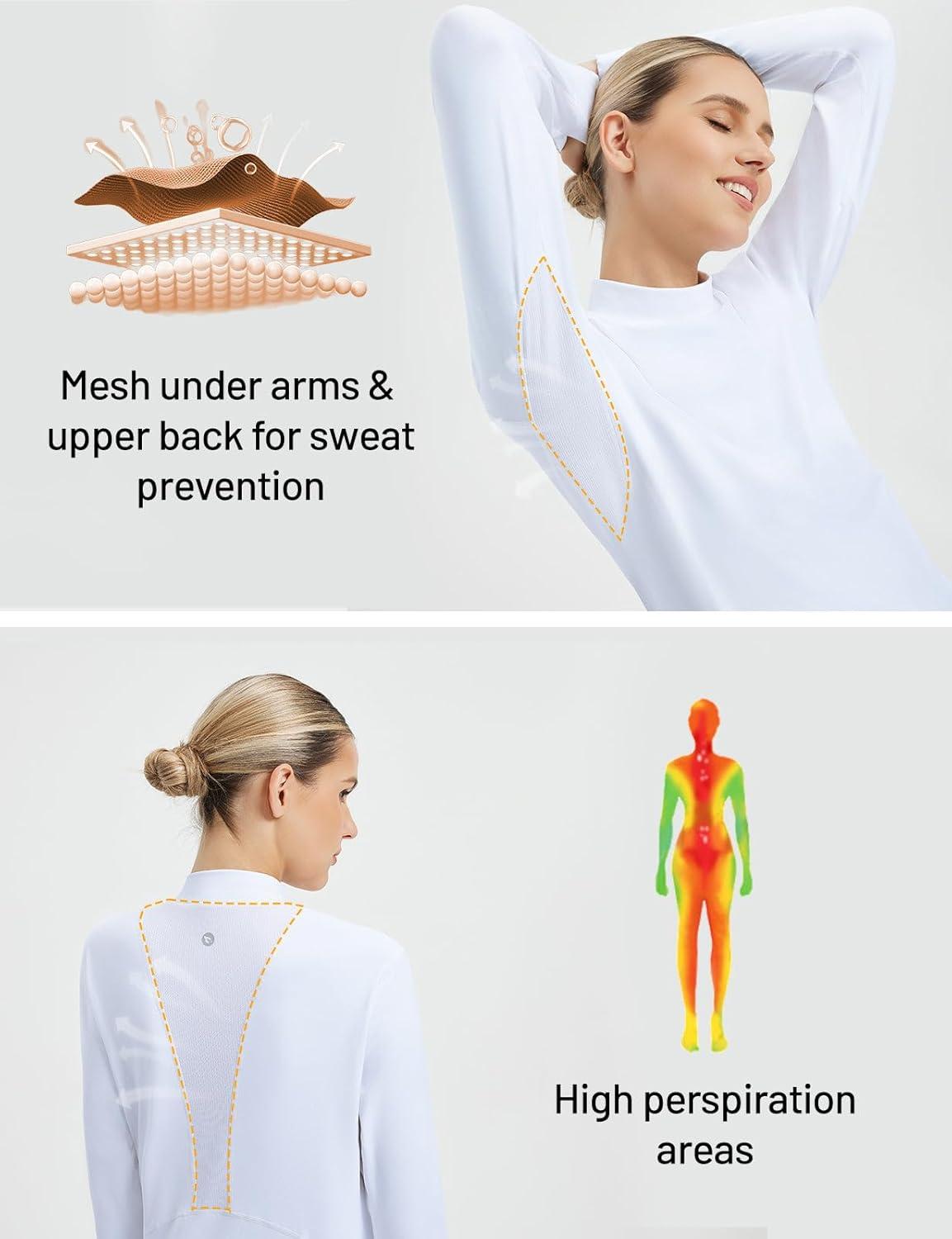 imagebaleaf Thermal Long Sleeve Shirts for Women Turtleneck Tops Fleece Lined Base Layer with Thumb Hole Cold Weather Winter GearWhite