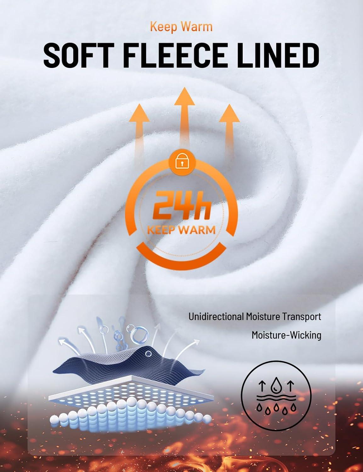 imagebaleaf Thermal Long Sleeve Shirts for Women Turtleneck Tops Fleece Lined Base Layer with Thumb Hole Cold Weather Winter GearWhite